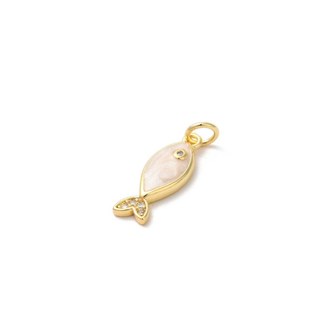 *Gold Pearlescent Fish Charm