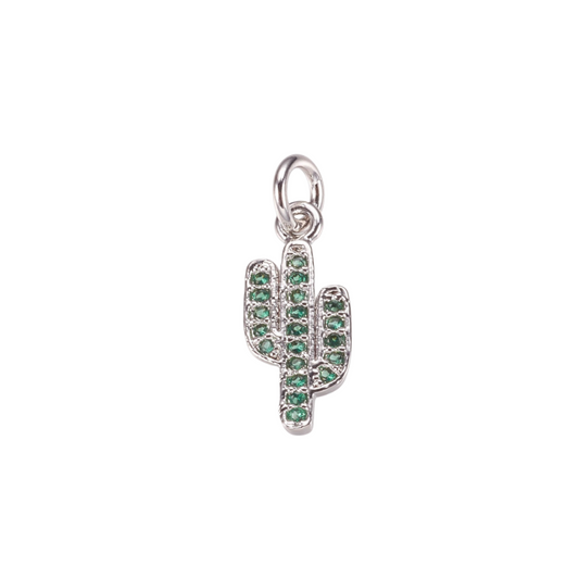 Silver CZ Cactus Charm