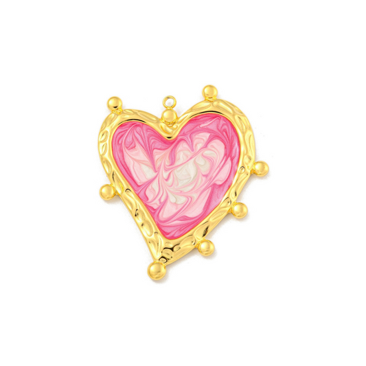 *Gold Assorted Tie-Dye Heart Charm