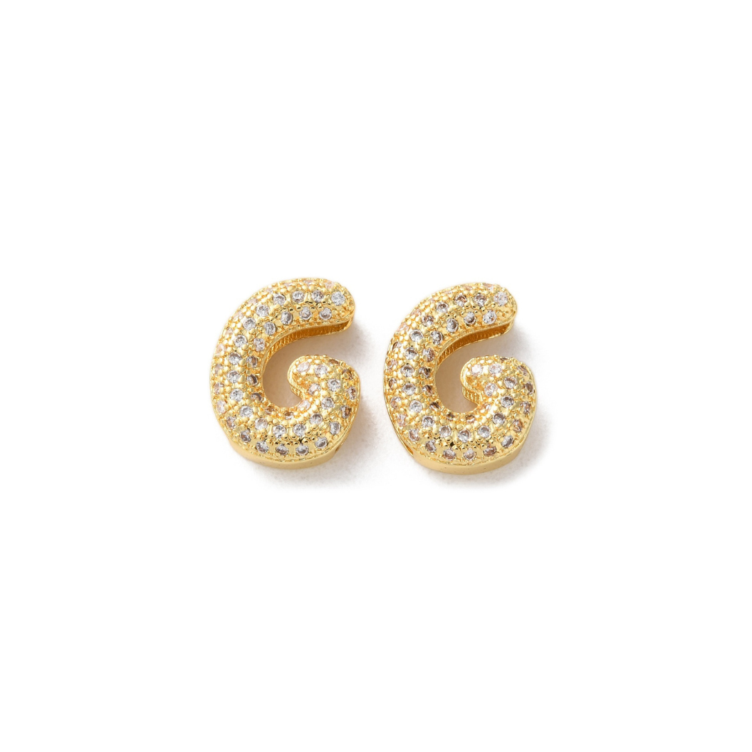 Gold Slider Rhinestone Bubble Initial Charm | MINI