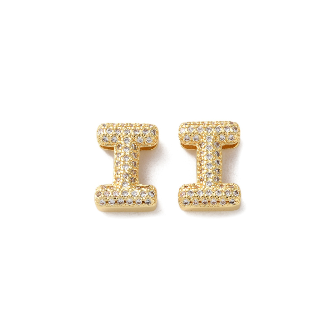 Gold Slider Rhinestone Bubble Initial Charm | MINI