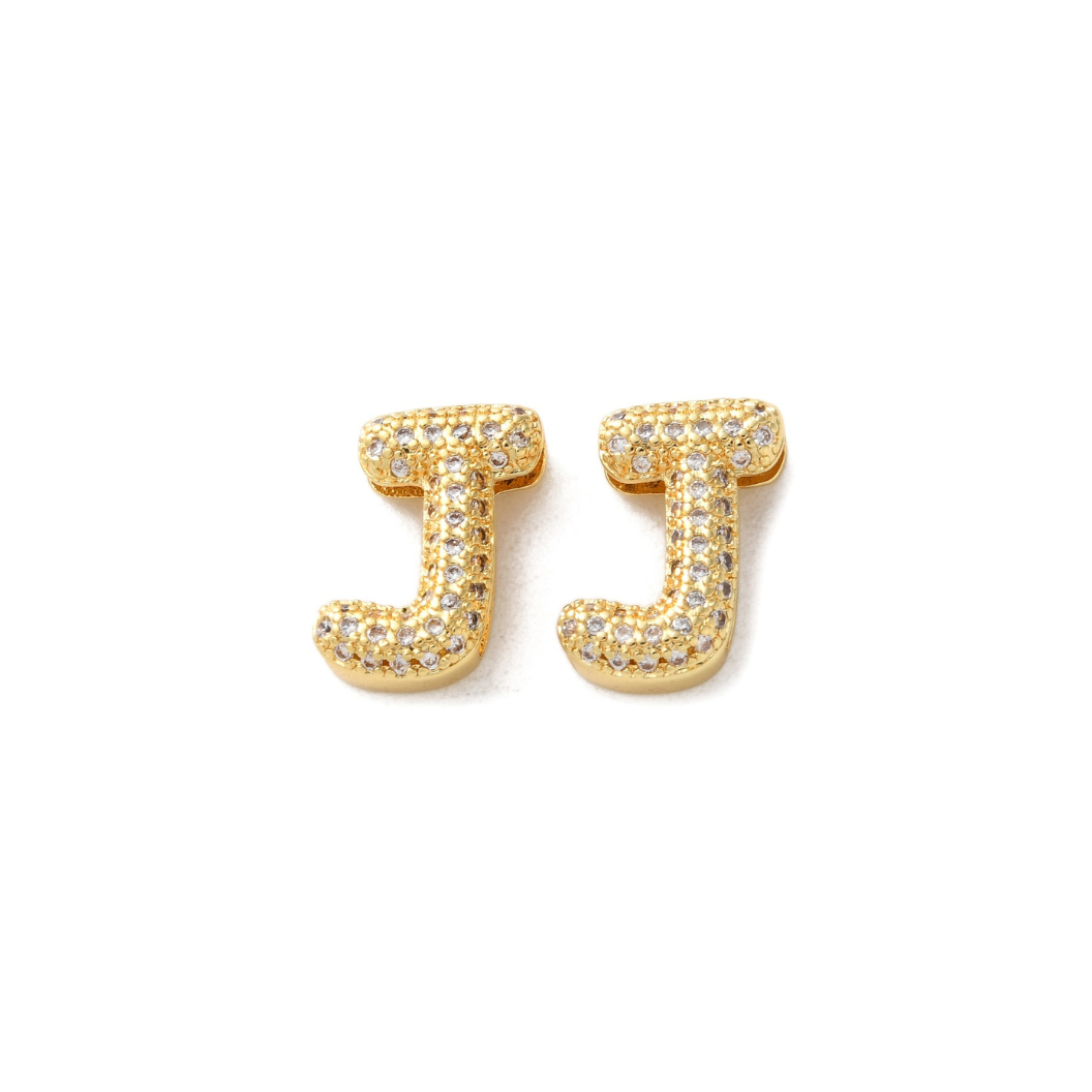 Gold Slider Rhinestone Bubble Initial Charm | MINI