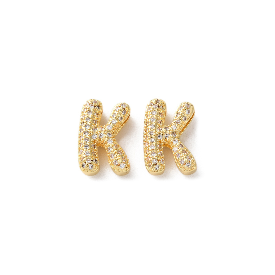 Gold Slider Rhinestone Bubble Initial Charm | MINI