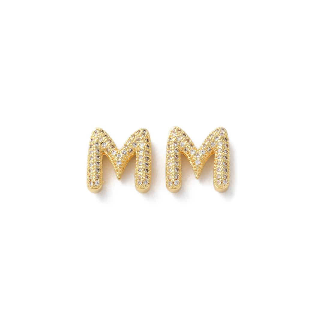 Gold Slider Rhinestone Bubble Initial Charm | MINI