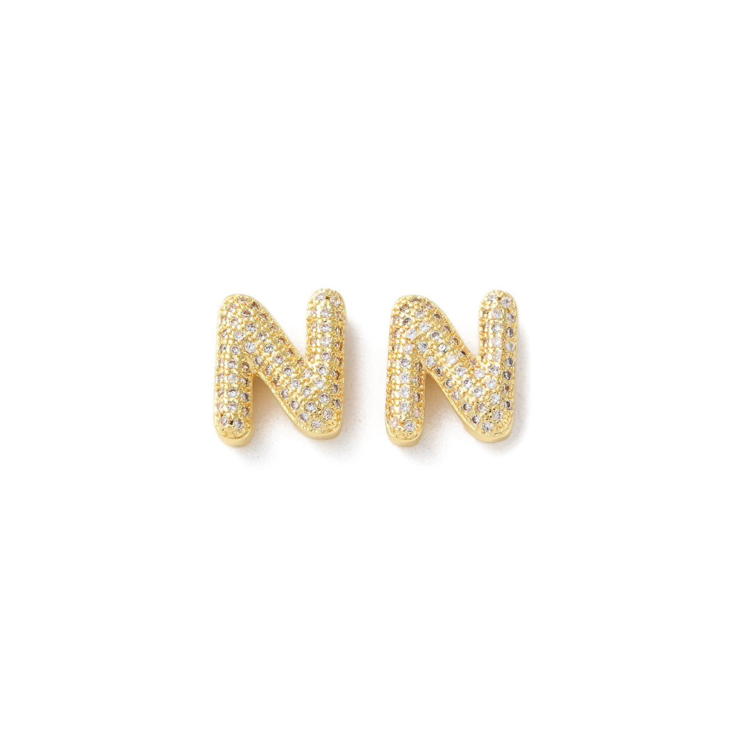 Gold Slider Rhinestone Bubble Initial Charm | MINI