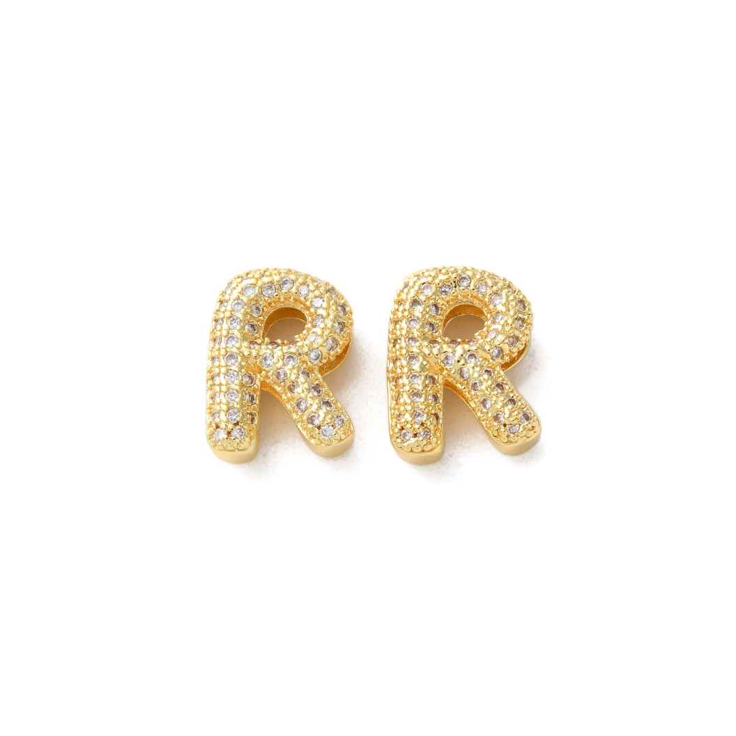 Gold Slider Rhinestone Bubble Initial Charm | MINI