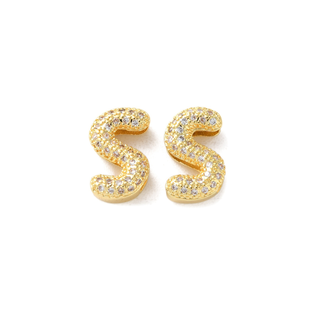 Gold Slider Rhinestone Bubble Initial Charm | MINI