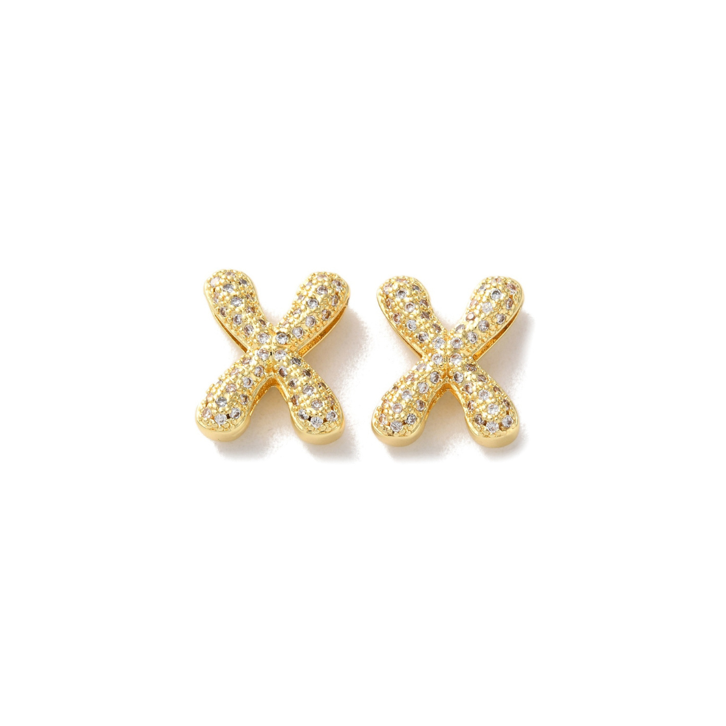 Gold Slider Rhinestone Bubble Initial Charm | MINI