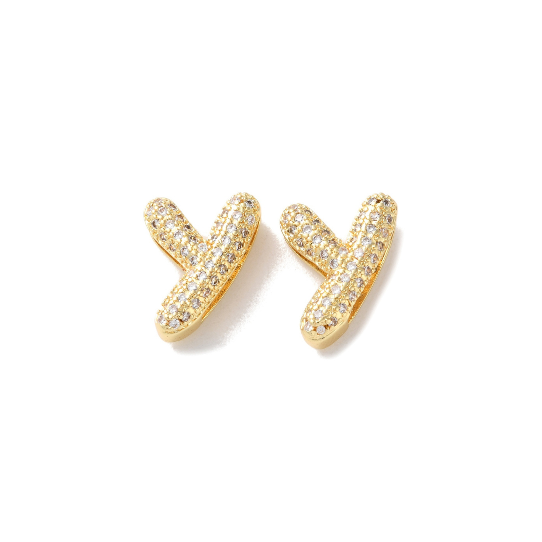 Gold Slider Rhinestone Bubble Initial Charm | MINI