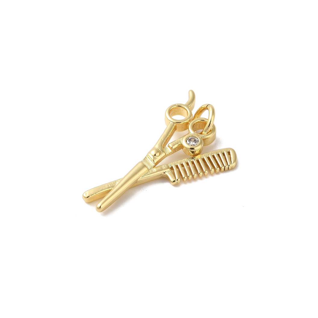 *Gold Scissors & Comb Duo Charm