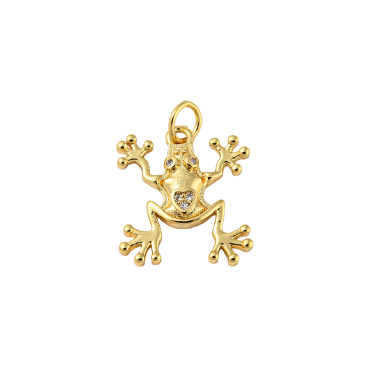 *Gold CZ Frog Love Charm