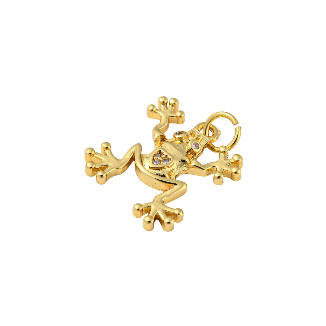 *Gold CZ Frog Love Charm