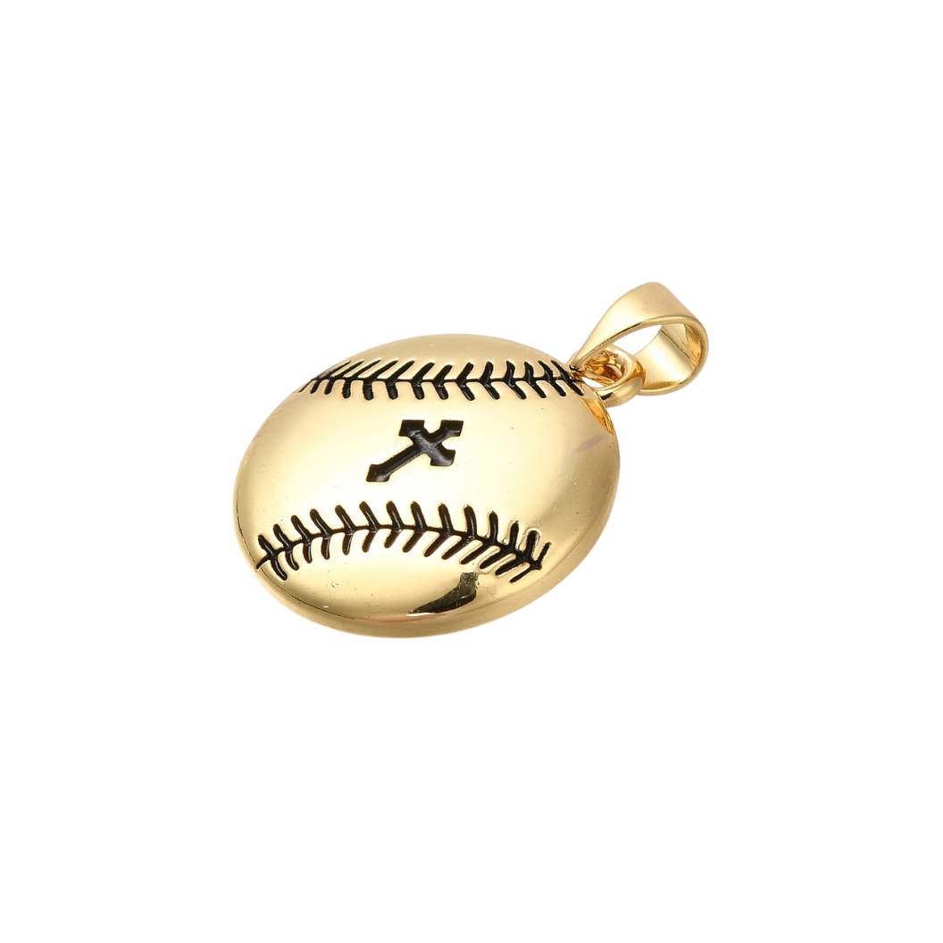 *Gold Baseball Cross Charm