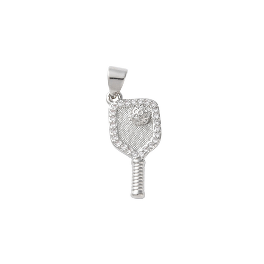 Silver CZ Pickleball Charm