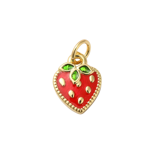 *Gold Strawberry Sparkle Charm