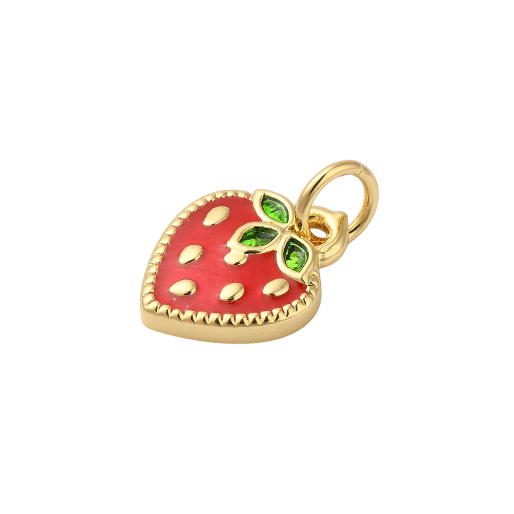 *Gold Strawberry Sparkle Charm