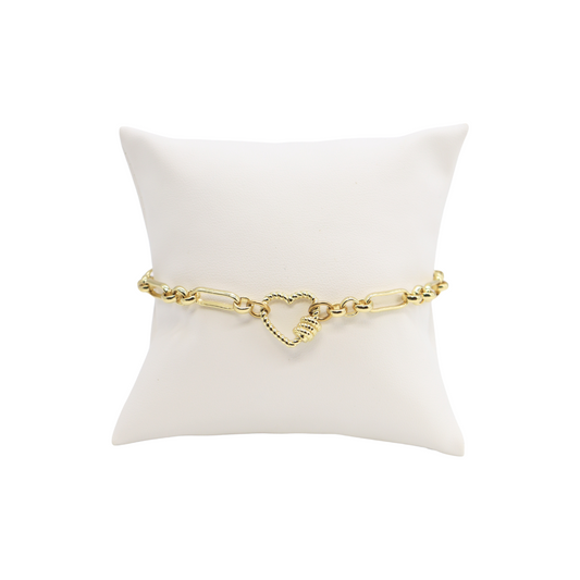 Gold Anna Charm Bracelet with Heart Bella Carabiner