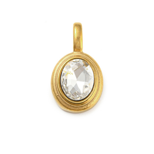 Gold Oval Framed Glass Stone Charm