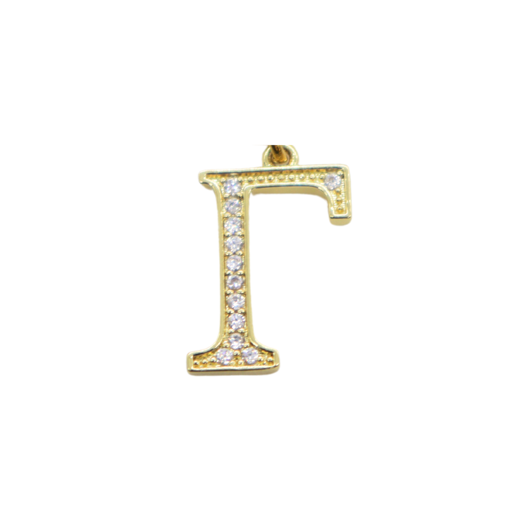 Gold CZ Greek Letter "Gamma" Charm