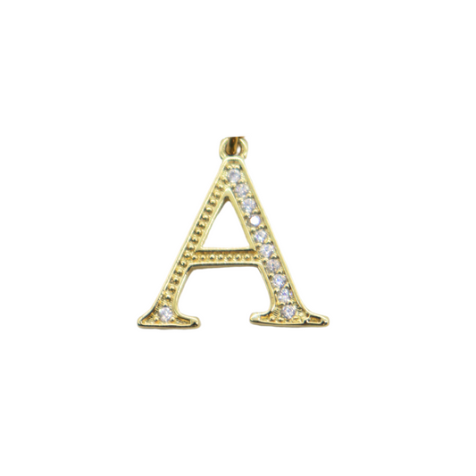 Gold CZ Greek Letter Cubic Zirconia "Alpha" Charm