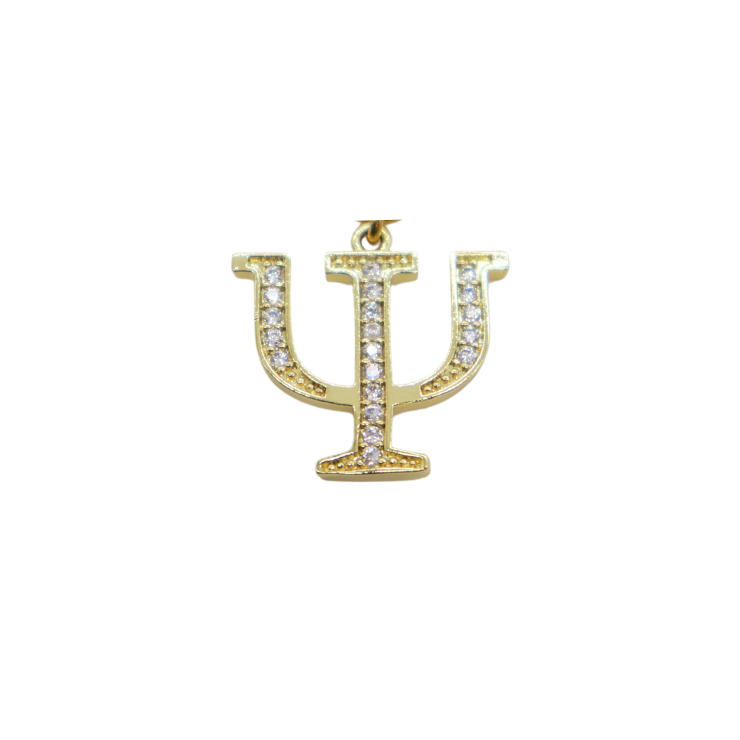 Gold CZ Greek Life "Psi" Charm