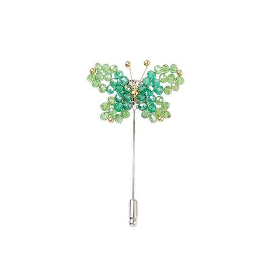 Green Glass Bead Butterfly Lapel Pin | Shoe, Purse, & Hat Charm