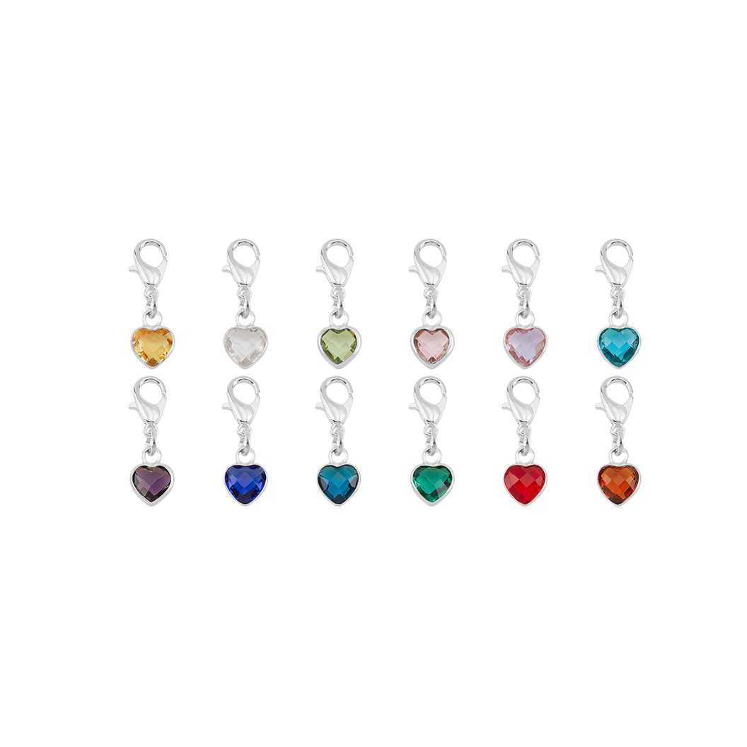 Silver Heart Birthstone Dangle | Shoe, Purse, & Hat Charm