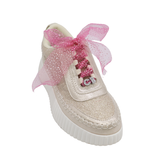 Pink Glitter Ribbon Shoe Laces | Pack of 5