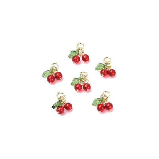 Gold Dangling Cherries Charm