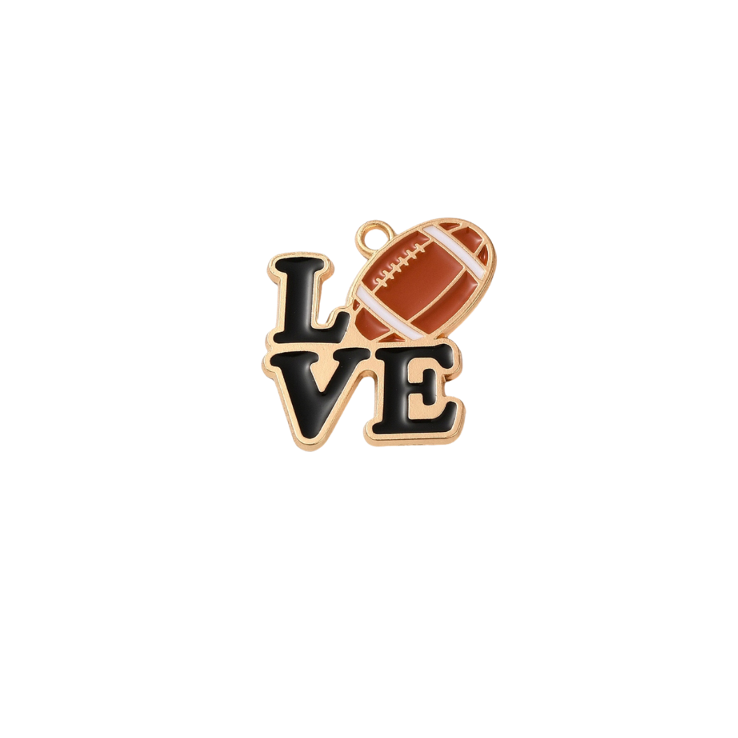Front of Gold "LOVE" Football Charm