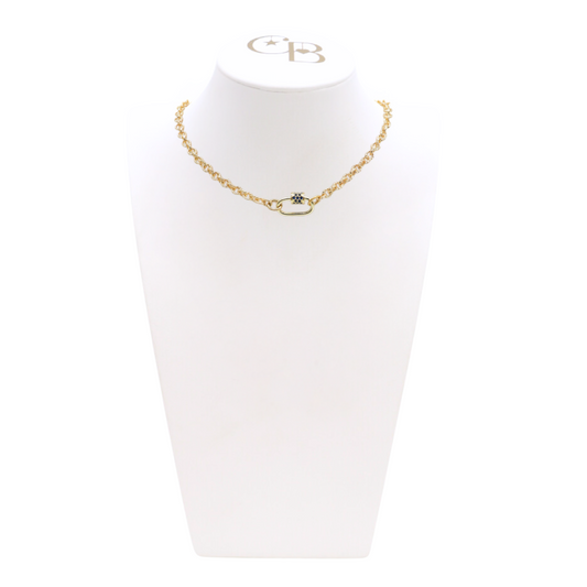 Gold Ruth Necklace With Assorted Color Cubic Zirconia Small Gabi Carabiner