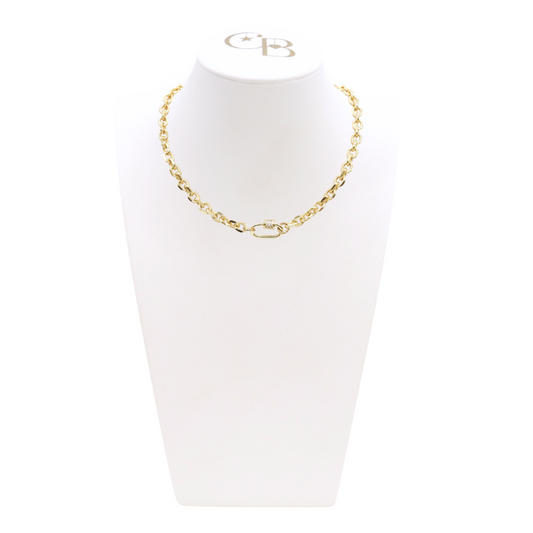 Gold Jamesyn Necklace with Cubic Zirconia Small Gabi Carabiner