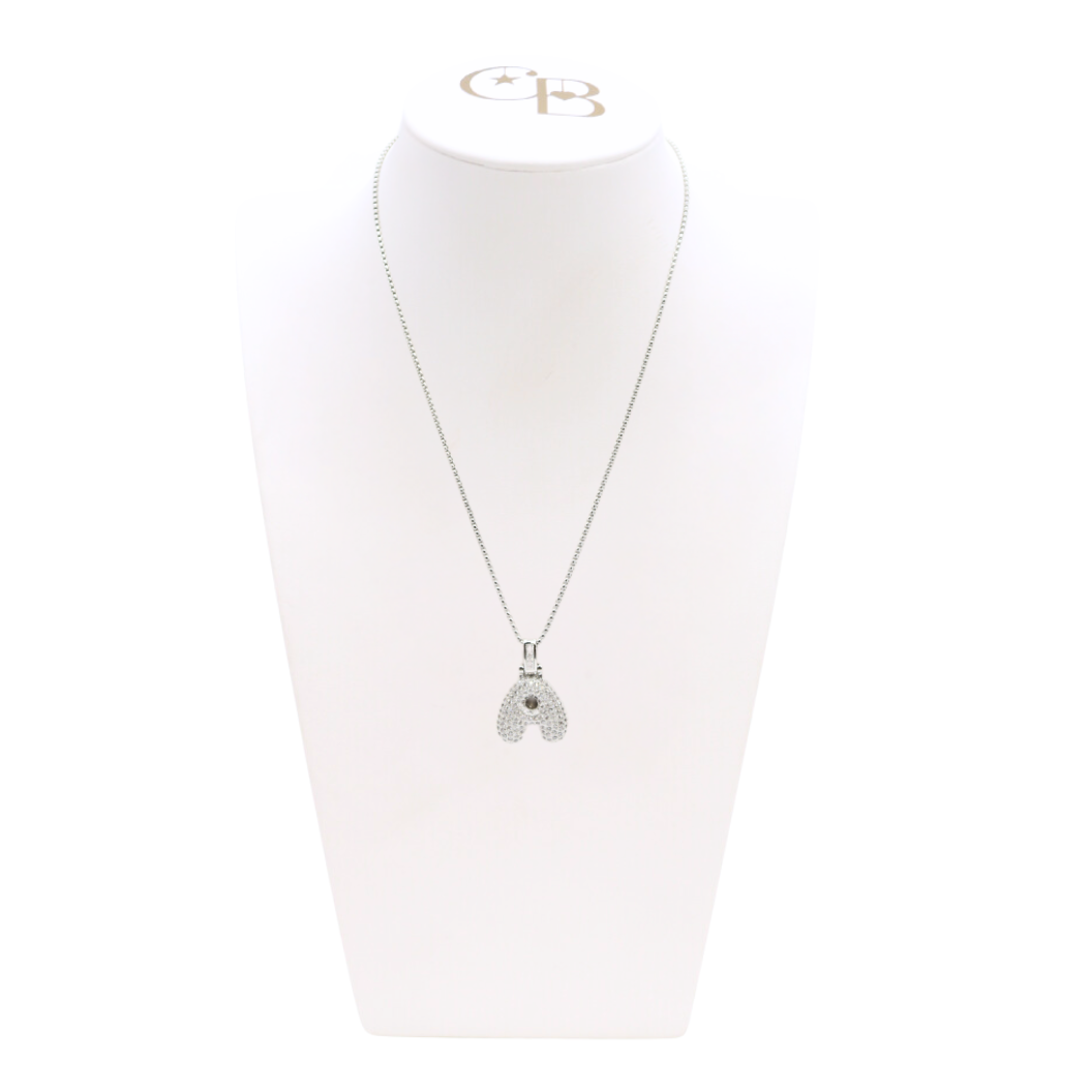 Silver Rhinestone Letter Bubble Necklace
