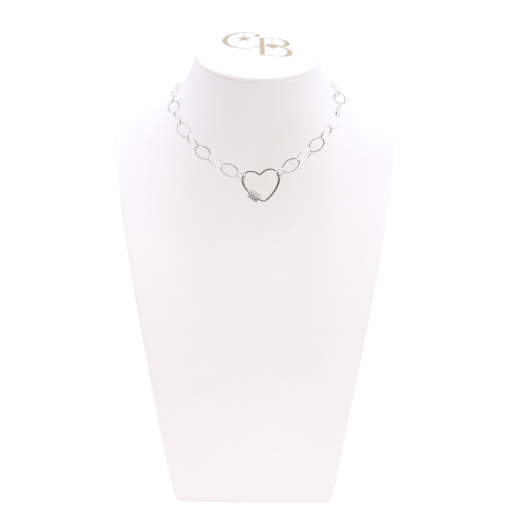 Silver Avery Kate Necklace With Heart Gabi Carabiner