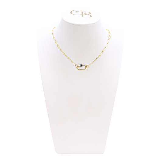 Gold Paige Necklace with Assorted Color Cubic Zirconia Small Gabi Carabiner