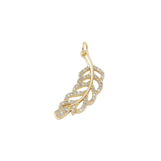 Front view of the Gold Cubic Zirconia Tropical Leaves