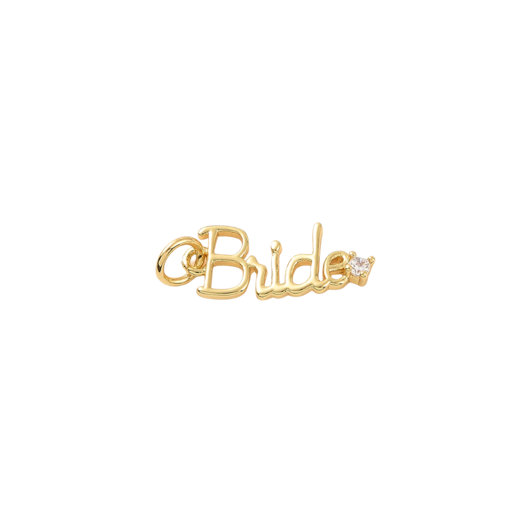 Front of Gold Minimalistic "Bride" Charm