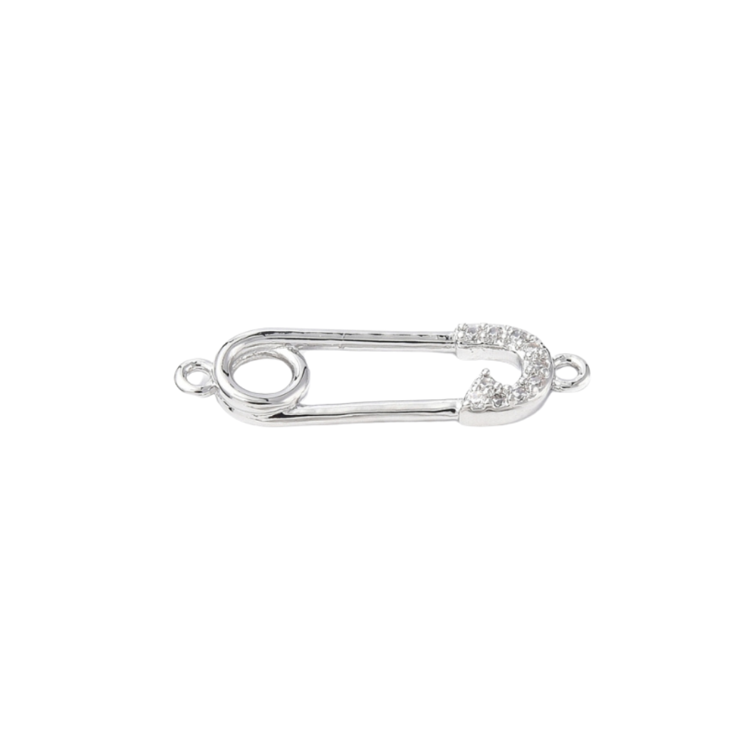 Front view of the Silver Cubic Zirconia Mini Paperclip