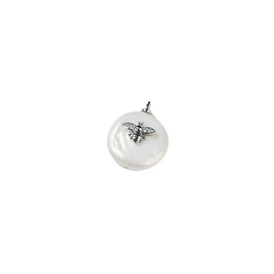 Front of the Silver Freshwater Pearl Bee Charm