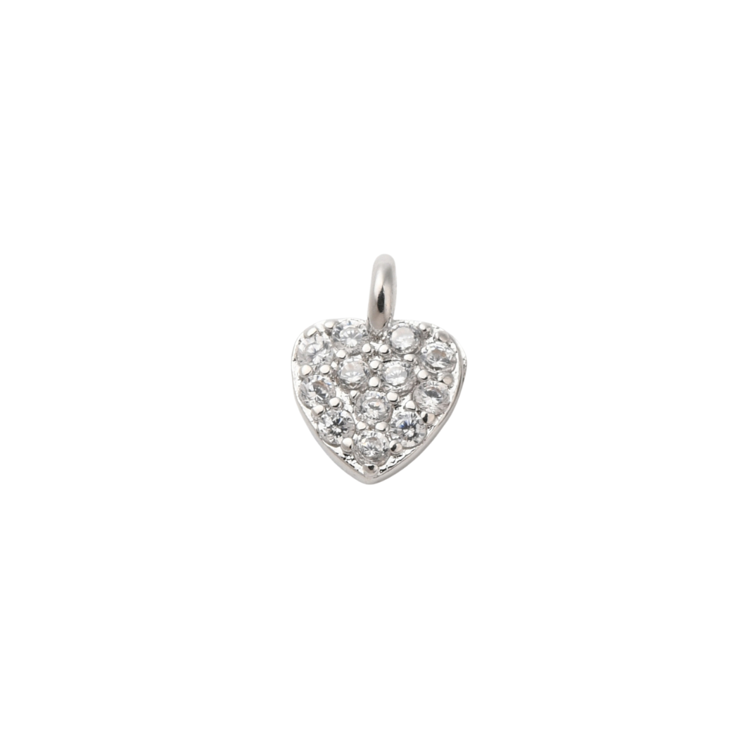 Front of Silver Crystal Heart Charm