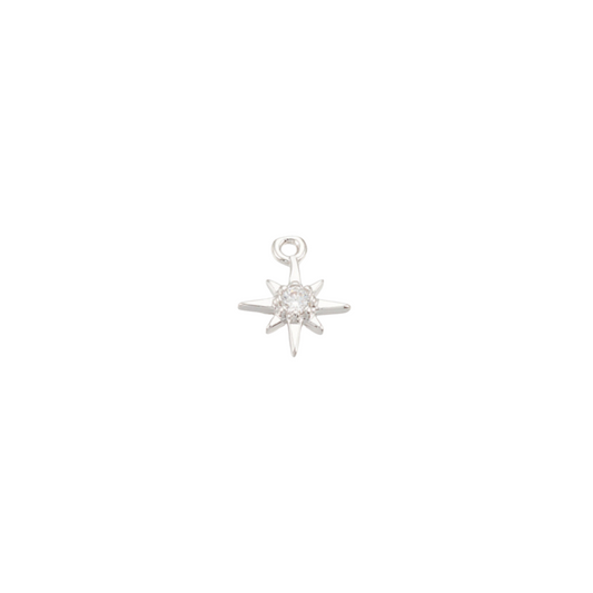 Front of Silver Morning Star Cubic Zirconia Charm