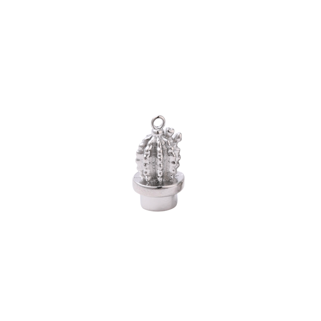 Silver Small Cactus Charm - front view 