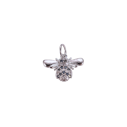 Front view of the Silver Embellished Bee Charm