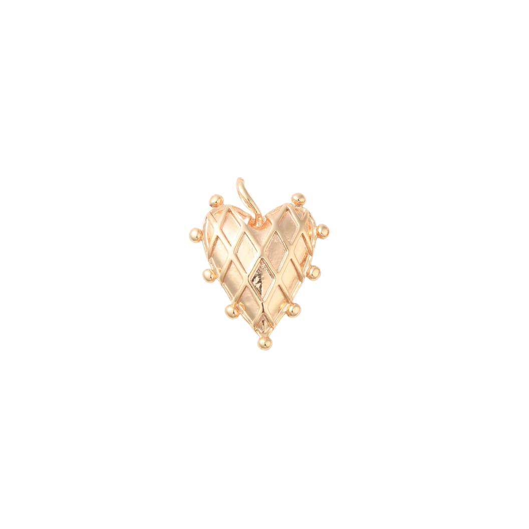 Front of Gold Argyle Studded Heart Charm