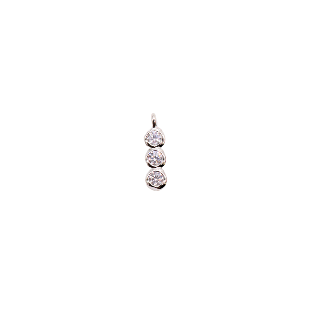 Front of Silver Triple Crystal Charm
