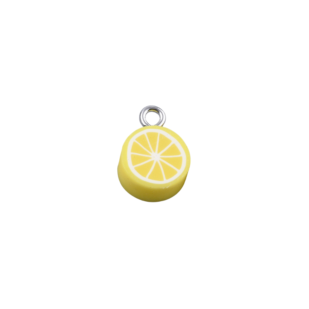 Front of Polymer Clay Lemon Lanyard Charm