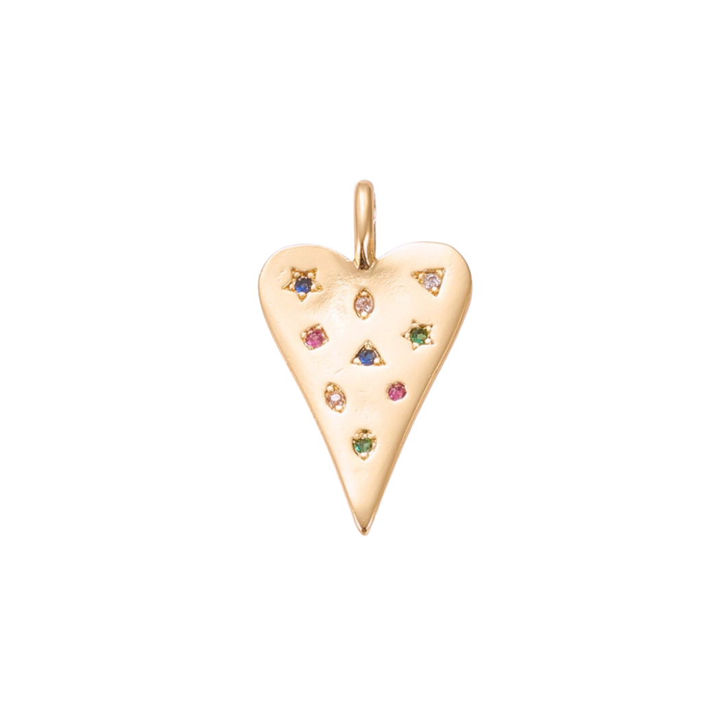 Front of Gold Embellished Heart Charm