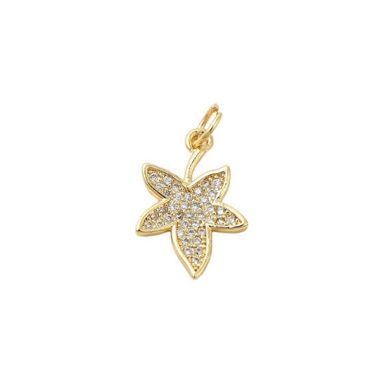 Front of Gold Inlaid Autumn Leaf Charm