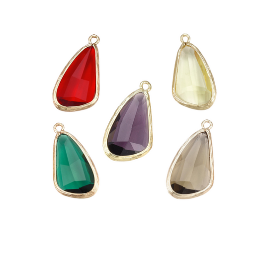 Front View of the Gold Faceted Prism Drop Charm | Assorted