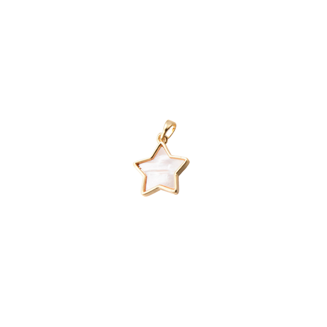 Front of Gold Framed Ivory Abalone Shell Star Charm